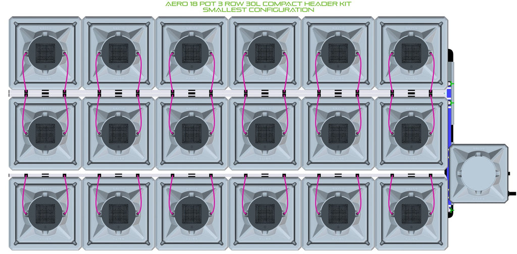 ALIEN Hydroponics AERO 18 Pot 3 Row 30L Compact Header Kit product image 3