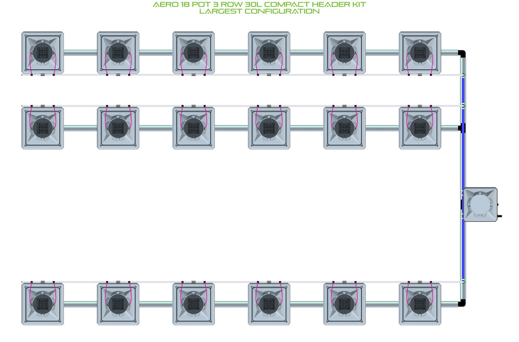 ALIEN Hydroponics AERO 18 Pot 3 Row 30L Compact Header Kit product image 4