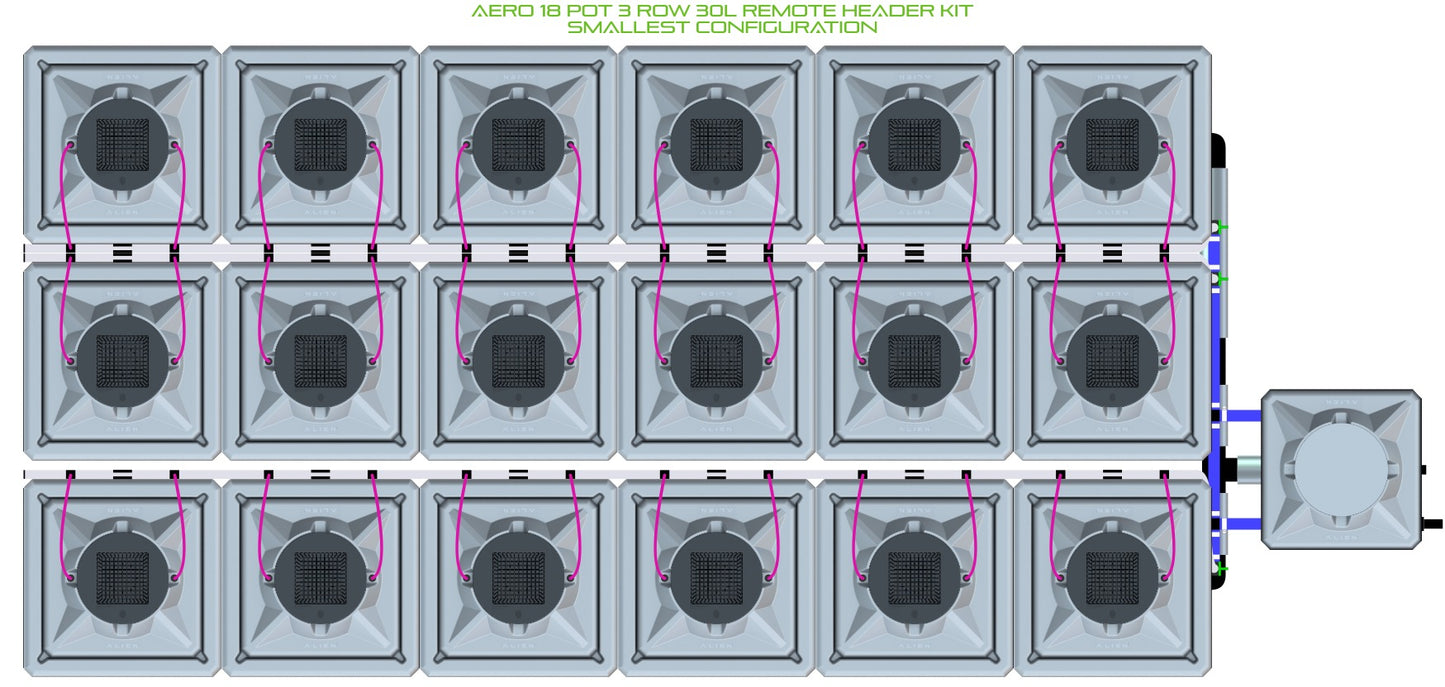 ALIEN Hydroponics AERO 18 Pot 3 Row 30L Remote Header Kit product image 3