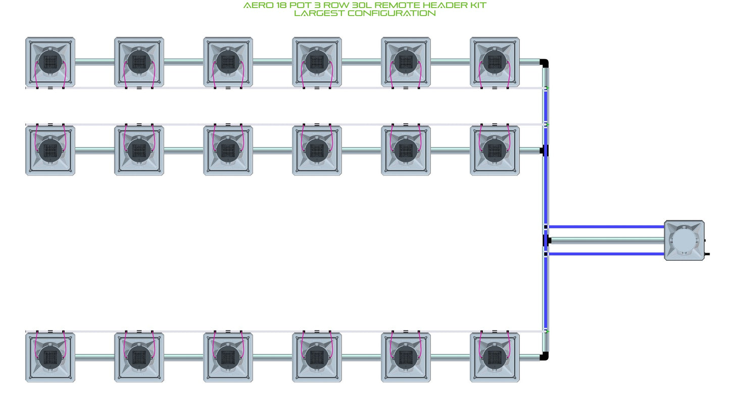 ALIEN Hydroponics AERO 18 Pot 3 Row 30L Remote Header Kit product image 4