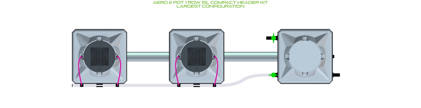 ALIEN Hydroponics AERO 2 Pot 1 Row 15L Compact Header Kit product image 4