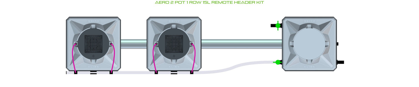 ALIEN Hydroponics AERO 2 Pot 1 Row 15L Remote Header Kit product image 2