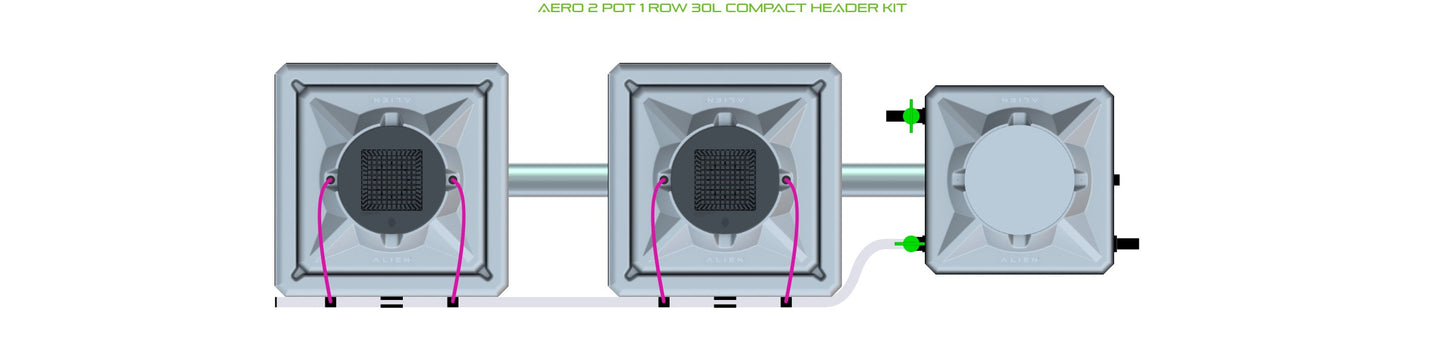 ALIEN Hydroponics AERO 2 Pot 1 Row 30L Compact Header Kit product image 2