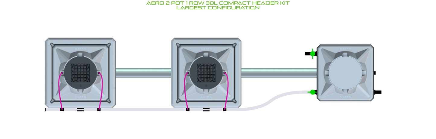 ALIEN Hydroponics AERO 2 Pot 1 Row 30L Compact Header Kit product image 4