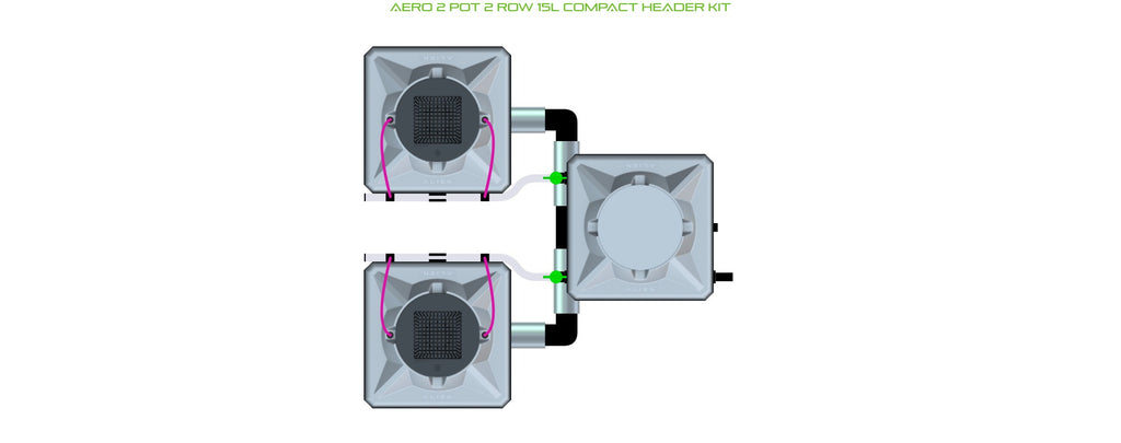 ALIEN Hydroponics AERO 2 Pot 2 Row 15L Compact Header Kit product image 1