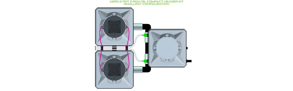 ALIEN Hydroponics AERO 2 Pot 2 Row 15L Compact Header Kit product image 3