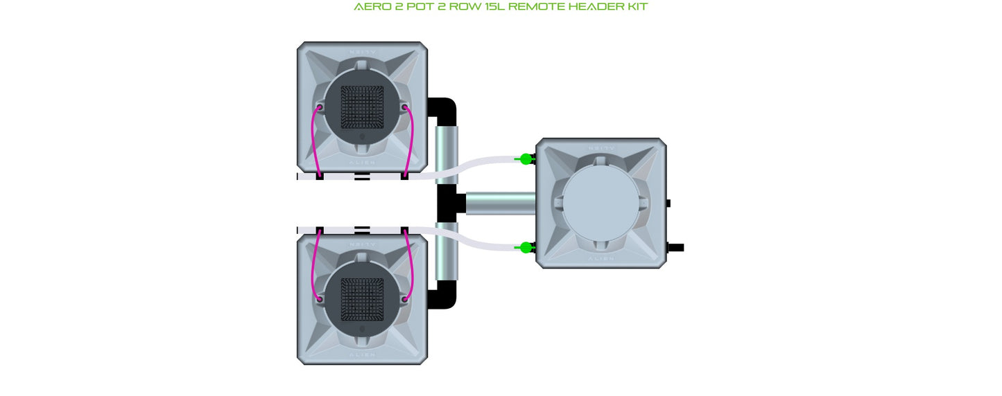 ALIEN Hydroponics AERO 2 Pot 2 Row 15L Remote Header Kit product image 1