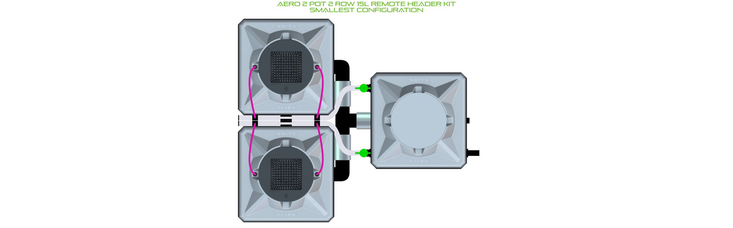 ALIEN Hydroponics AERO 2 Pot 2 Row 15L Remote Header Kit product image 3