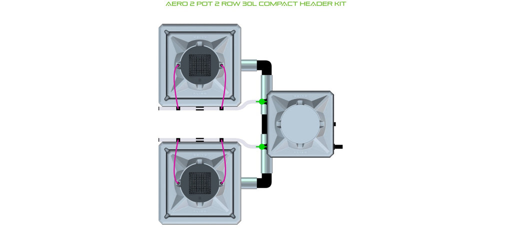 ALIEN Hydroponics AERO 2 Pot 2 Row 30L Compact Header Kit product image 1