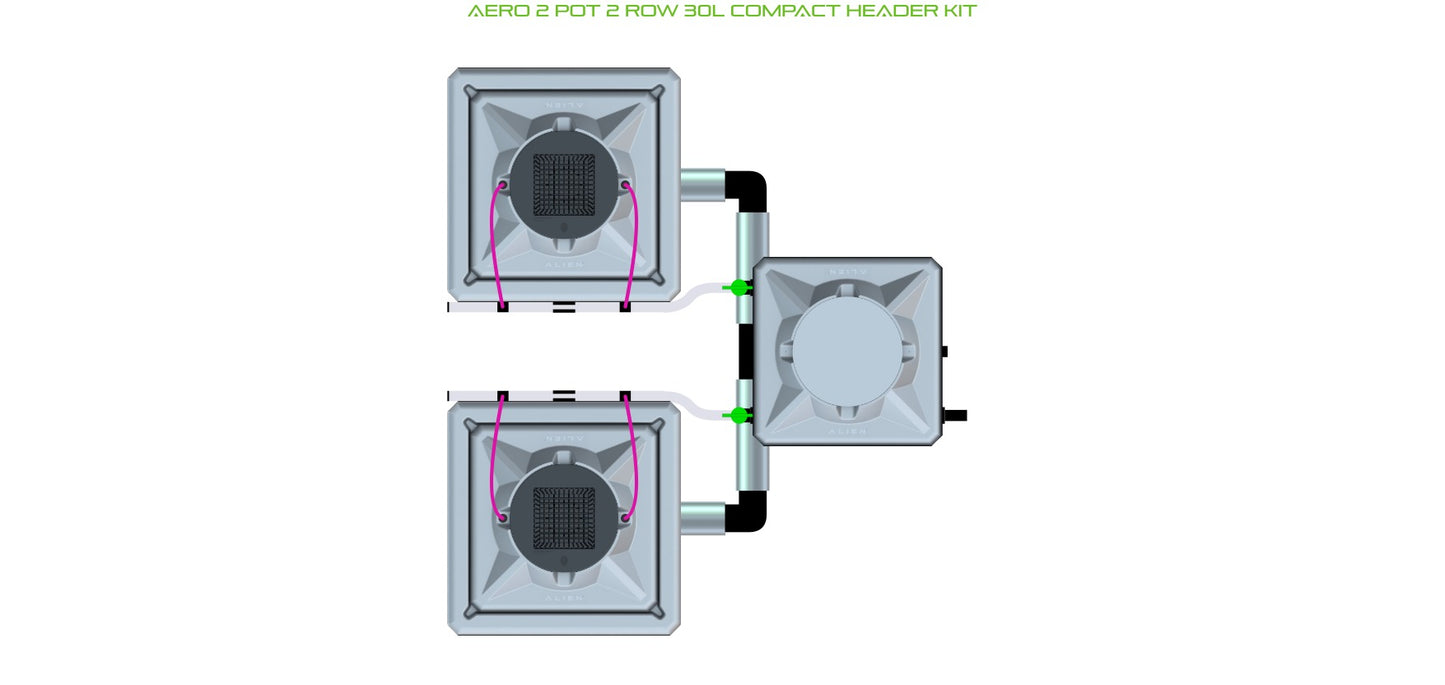 ALIEN Hydroponics AERO 2 Pot 2 Row 30L Compact Header Kit product image 1