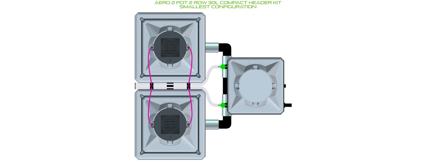 ALIEN Hydroponics AERO 2 Pot 2 Row 30L Compact Header Kit product image 3