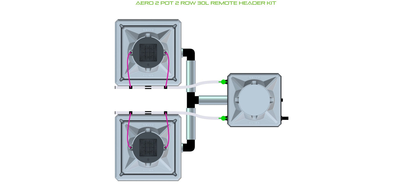 ALIEN Hydroponics AERO 2 Pot 2 Row 30L Remote Header Kit product image 1