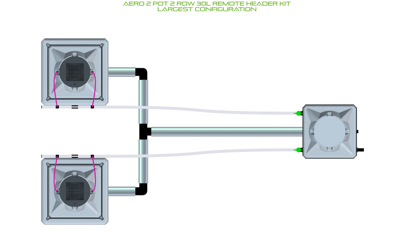 ALIEN Hydroponics AERO 2 Pot 2 Row 30L Remote Header Kit product image 4
