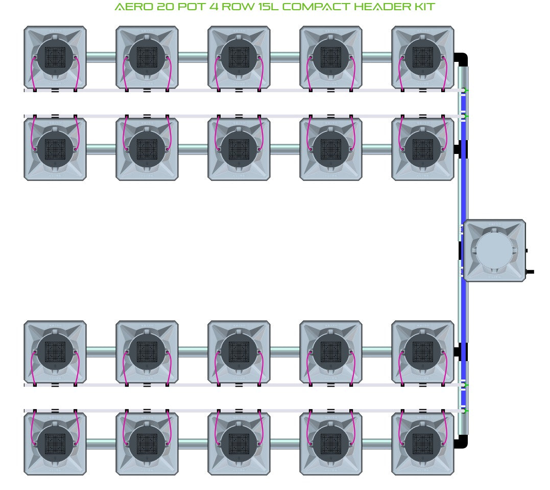 ALIEN Hydroponics AERO 20 Pot 4 Row 15L Compact Header Kit product image 1