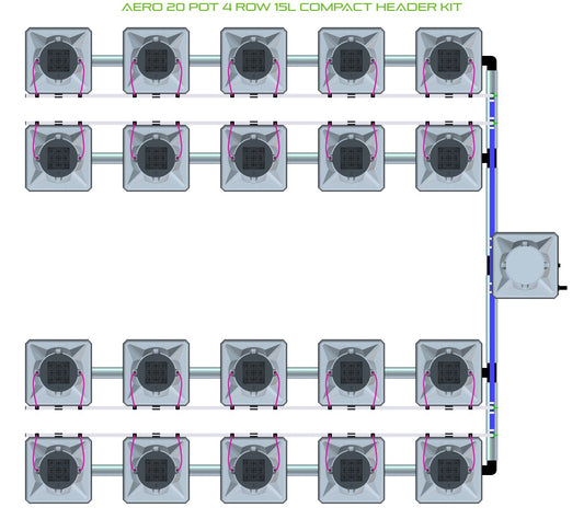 ALIEN Hydroponics AERO 20 Pot 4 Row 15L Compact Header Kit product image 1