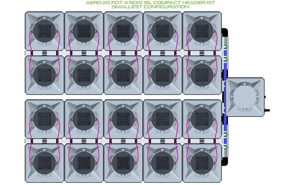 ALIEN Hydroponics AERO 20 Pot 4 Row 15L Compact Header Kit product image 3