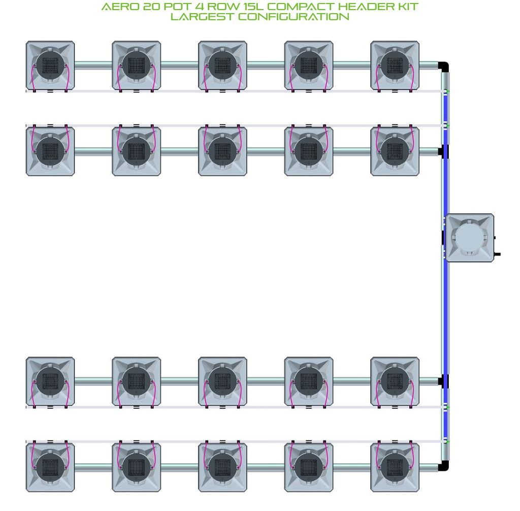 ALIEN Hydroponics AERO 20 Pot 4 Row 15L Compact Header Kit product image 4