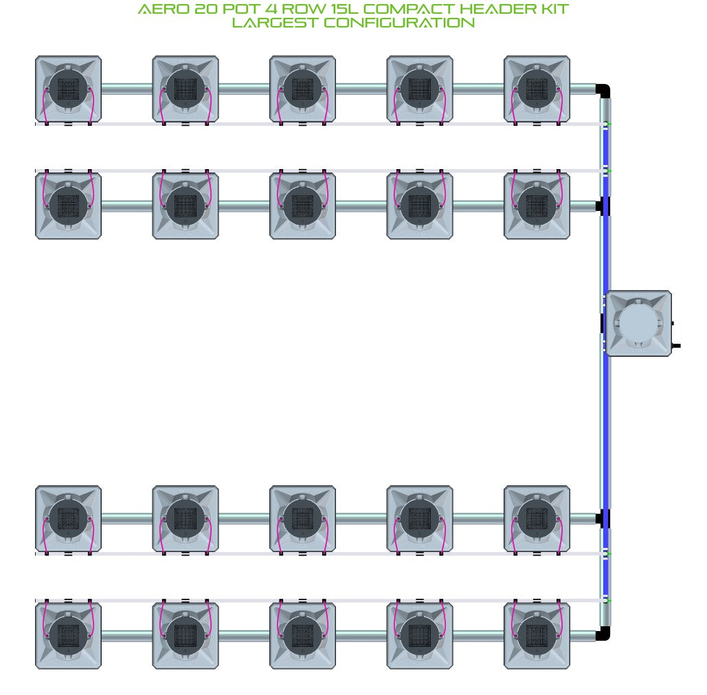 ALIEN Hydroponics AERO 20 Pot 4 Row 15L Compact Header Kit product image 4