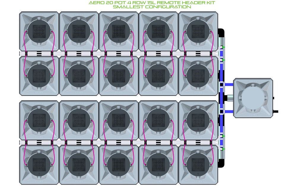 ALIEN Hydroponics AERO 20 Pot 4 Row 15L Remote Header Kit product image 3