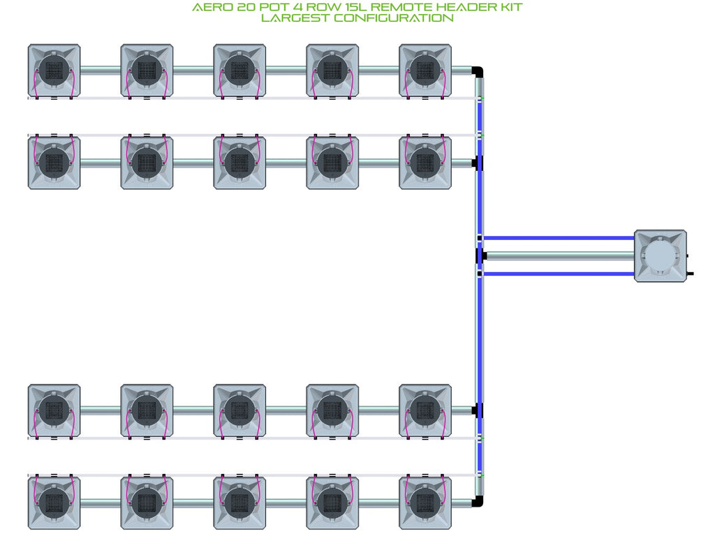 ALIEN Hydroponics AERO 20 Pot 4 Row 15L Remote Header Kit product image 4