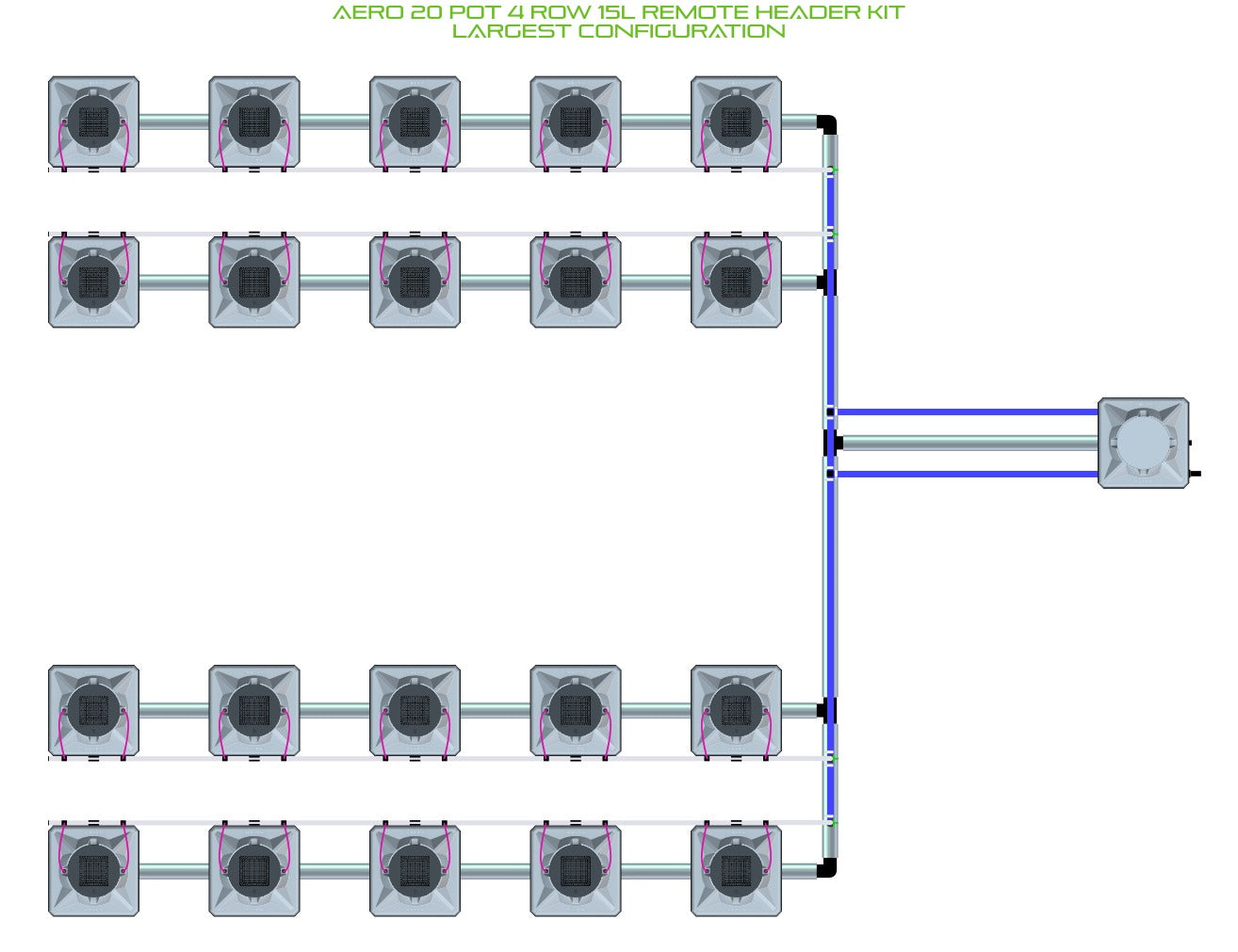 ALIEN Hydroponics AERO 20 Pot 4 Row 15L Remote Header Kit product image 4