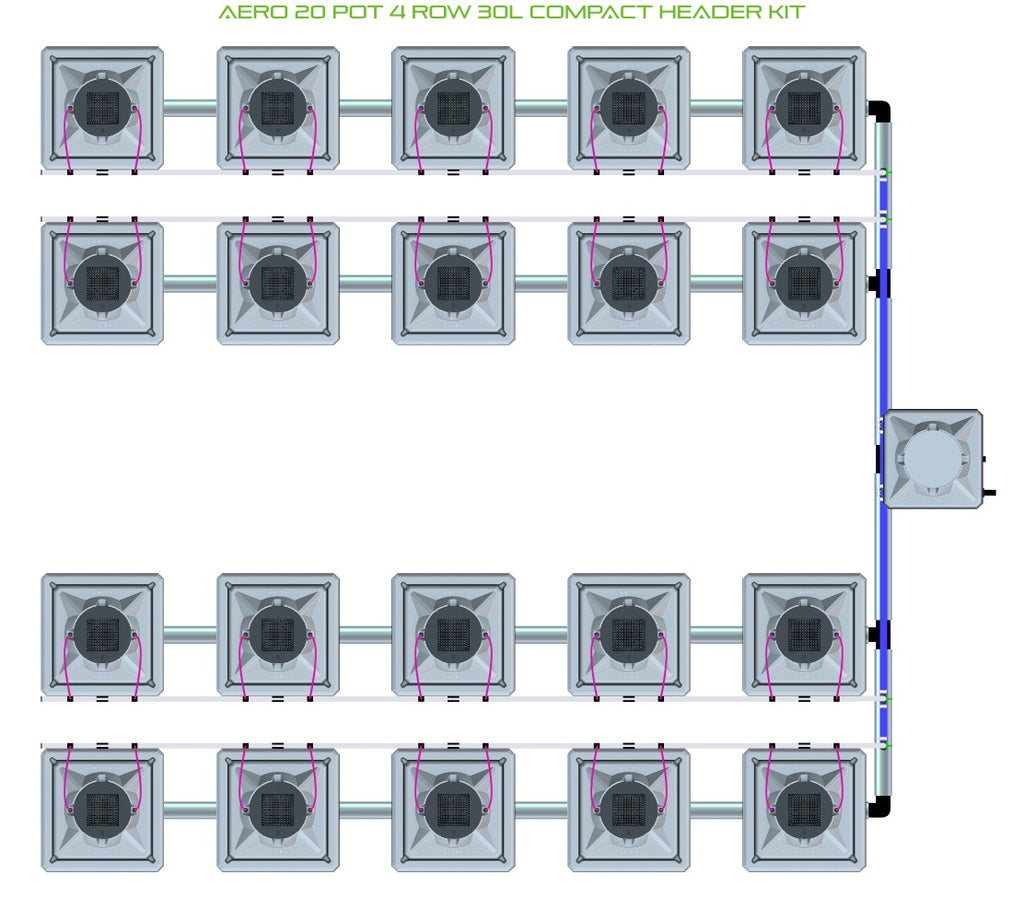 ALIEN Hydroponics AERO 20 Pot 4 Row 30L Compact Header Kit product image 1