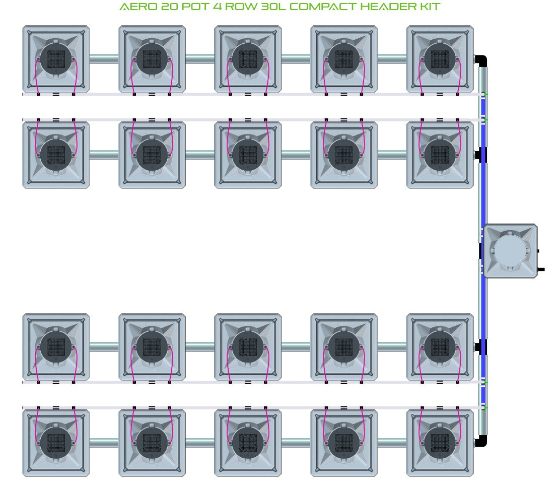 ALIEN Hydroponics AERO 20 Pot 4 Row 30L Compact Header Kit product image 1