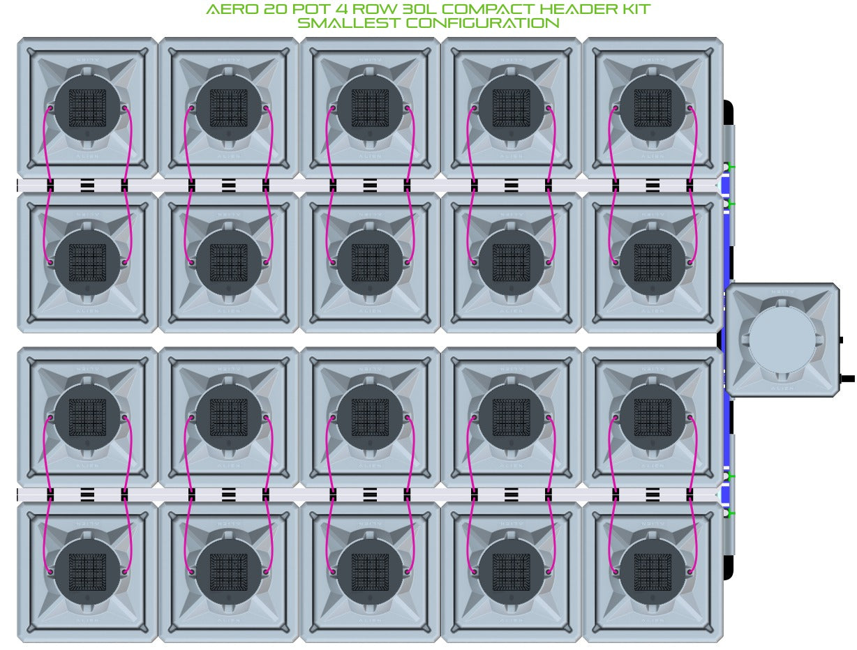 ALIEN Hydroponics AERO 20 Pot 4 Row 30L Compact Header Kit product image 3