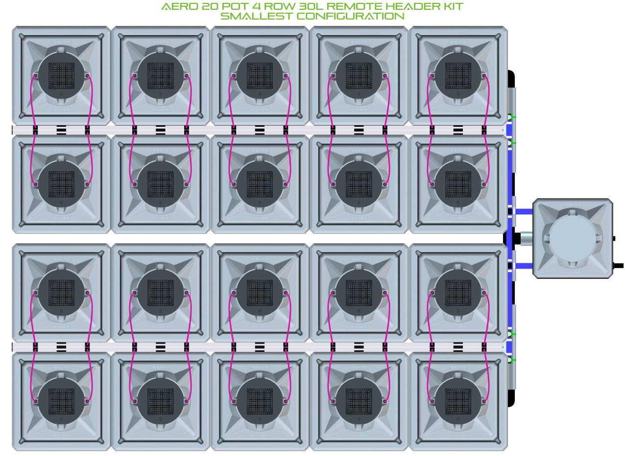 ALIEN Hydroponics AERO 20 Pot 4 Row 30L Remote Header Kit product image 3