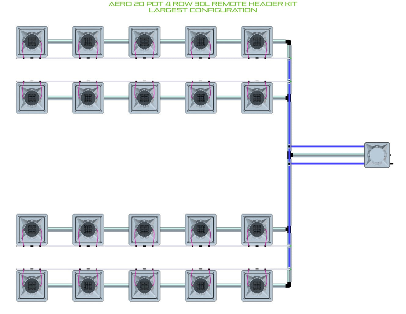 ALIEN Hydroponics AERO 20 Pot 4 Row 30L Remote Header Kit product image 4