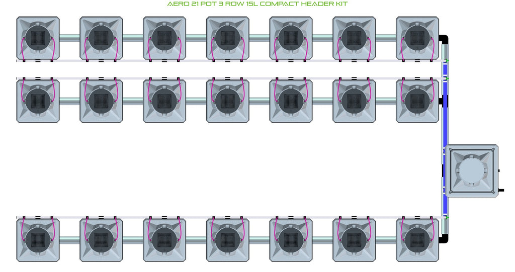 ALIEN Hydroponics AERO 21 Pot 3 Row 15L Compact Header Kit product image 1