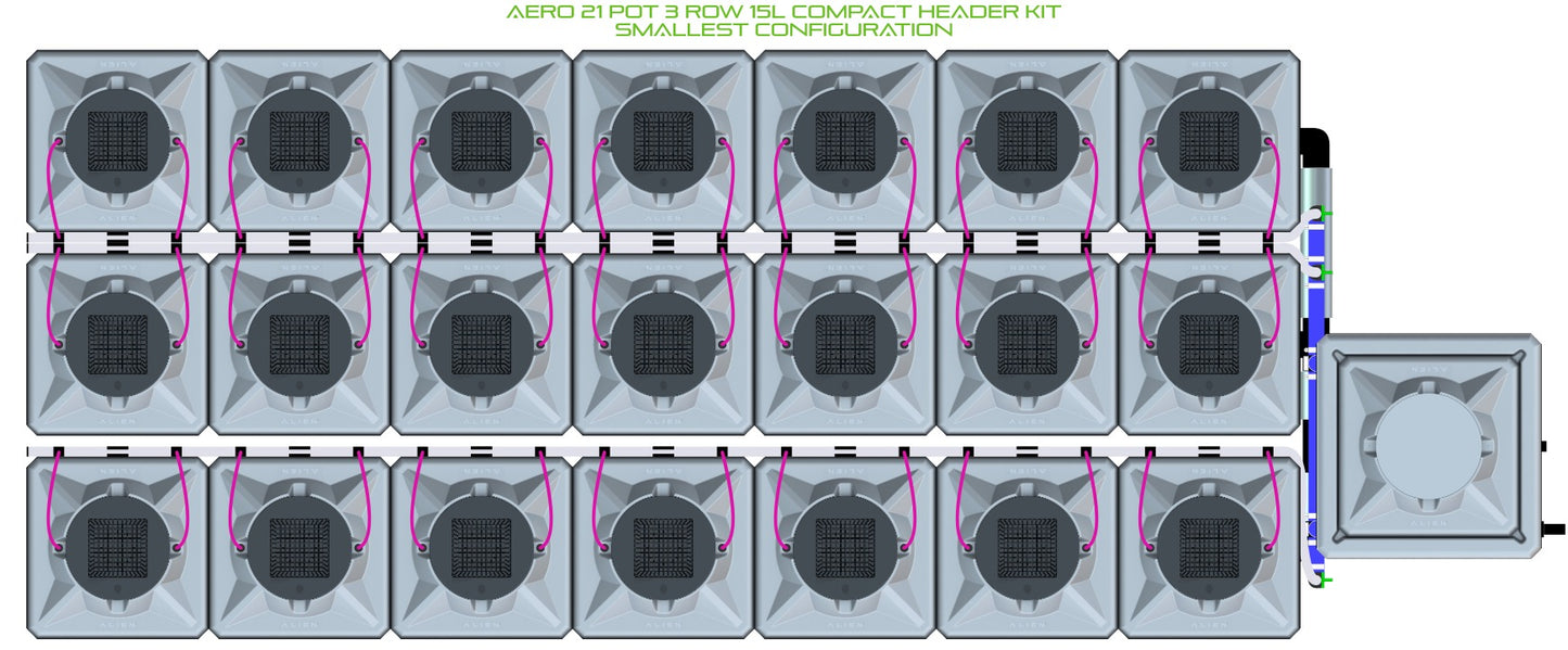 ALIEN Hydroponics AERO 21 Pot 3 Row 15L Compact Header Kit product image 3