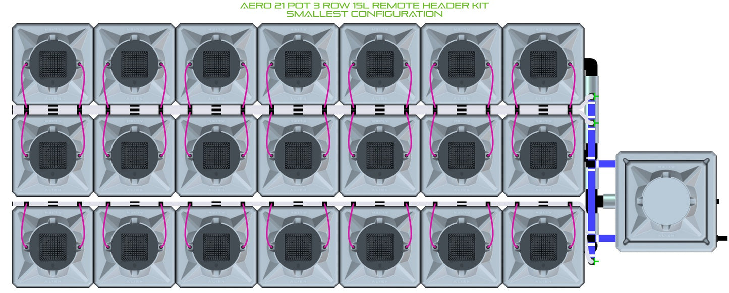 ALIEN Hydroponics AERO 21 Pot 3 Row 15L Remote Header Kit product image 3