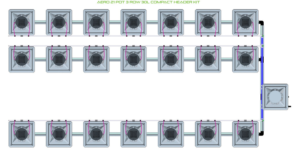 ALIEN Hydroponics AERO 21 Pot 3 Row 30L Compact Header Kit product image 1