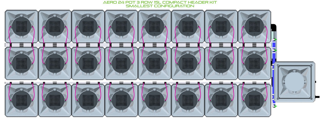 ALIEN Hydroponics AERO 24 Pot 3 Row 15L Compact Header Kit product image 3