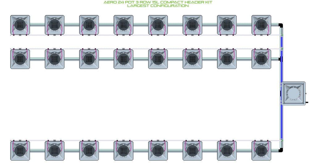ALIEN Hydroponics AERO 24 Pot 3 Row 15L Compact Header Kit product image 4
