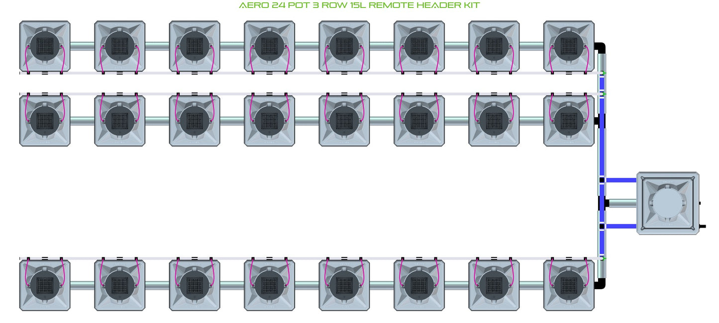 ALIEN Hydroponics AERO 24 Pot 3 Row 15L Remote Header Kit product image 1