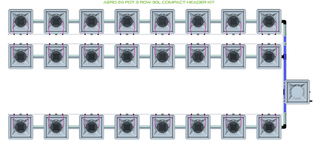 ALIEN Hydroponics AERO 24 Pot 3 Row 30L Compact Header Kit product image 1