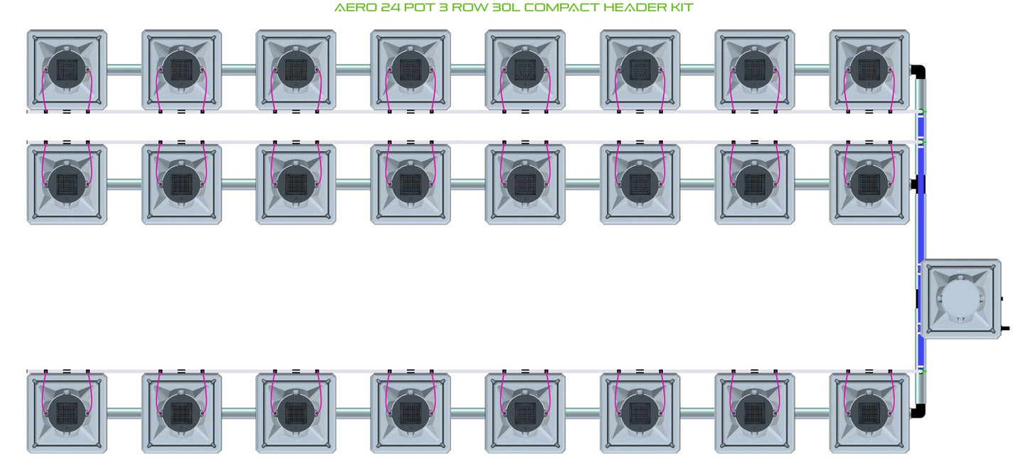 ALIEN Hydroponics AERO 24 Pot 3 Row 30L Compact Header Kit product image 1