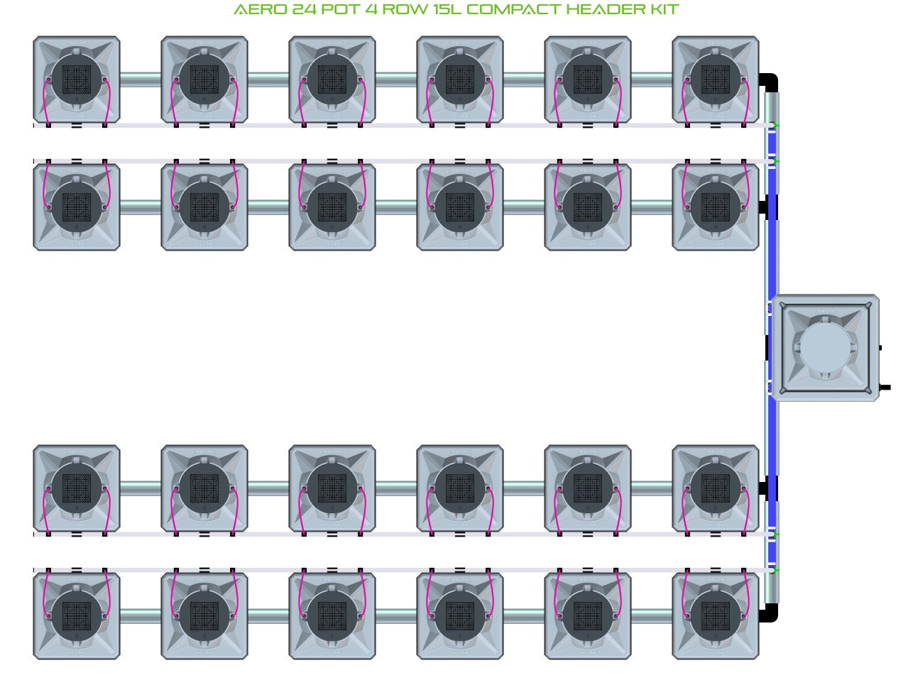 ALIEN Hydroponics AERO 24 Pot 4 Row 15L Compact Header Kit product image 1