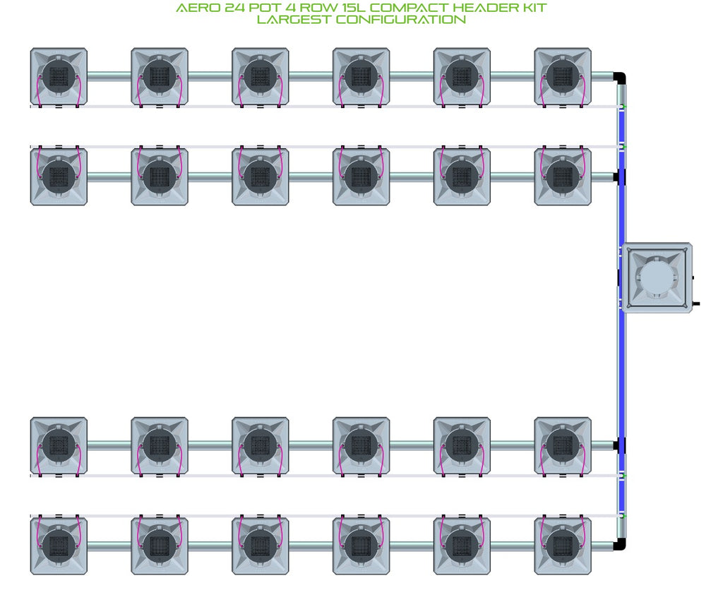 ALIEN Hydroponics AERO 24 Pot 4 Row 15L Compact Header Kit product image 4