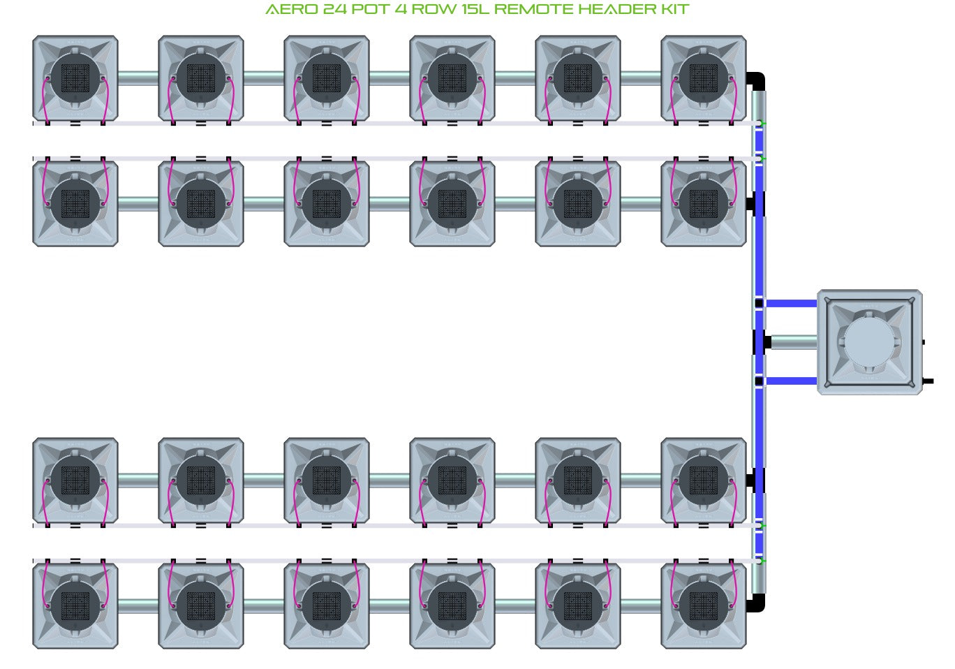 ALIEN Hydroponics AERO 24 Pot 4 Row 15L Remote Header Kit product image 1