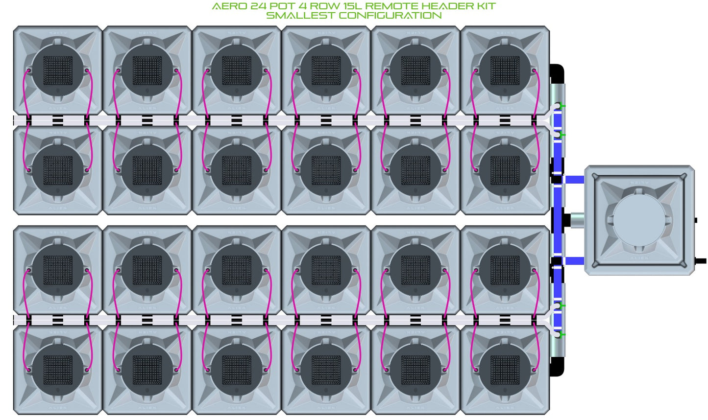 ALIEN Hydroponics AERO 24 Pot 4 Row 15L Remote Header Kit product image 3