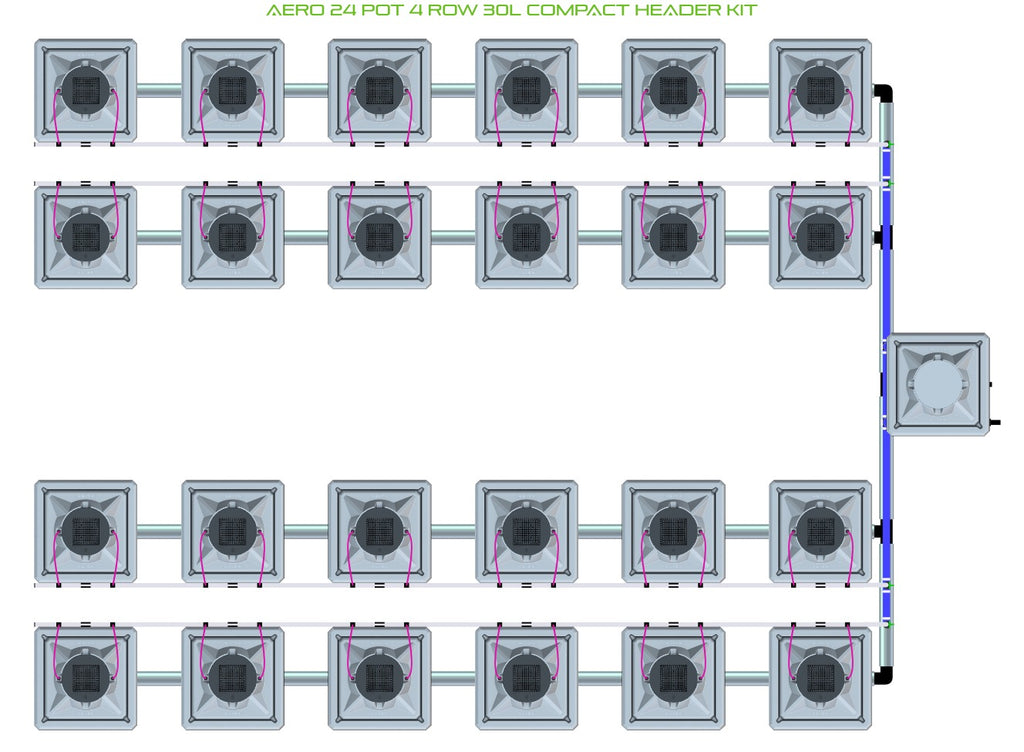 ALIEN Hydroponics AERO 24 Pot 4 Row 30L Compact Header Kit product image 1