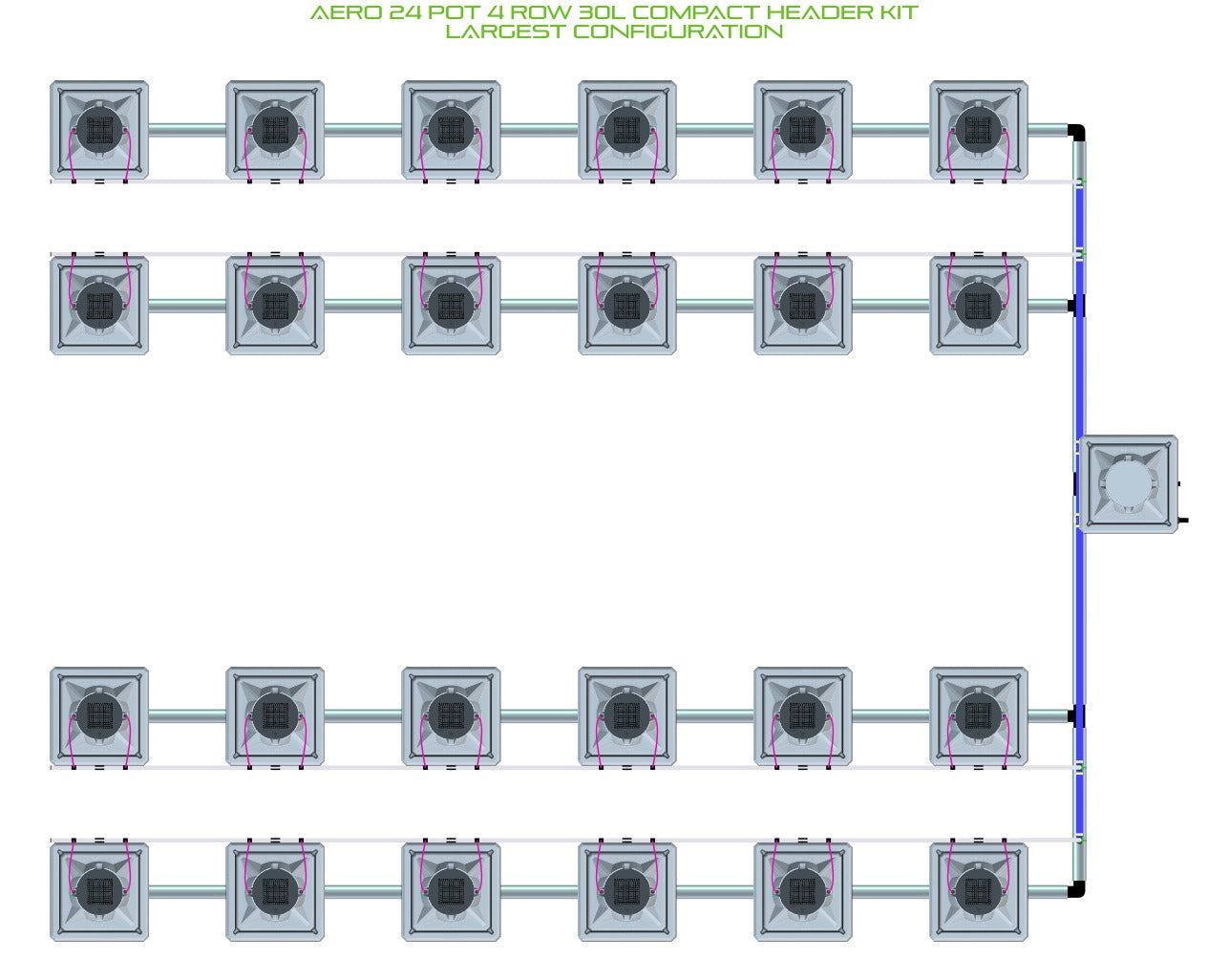 ALIEN Hydroponics AERO 24 Pot 4 Row 30L Compact Header Kit product image 4