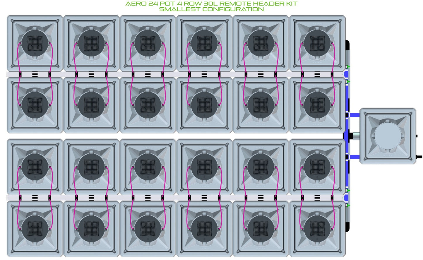 ALIEN Hydroponics AERO 24 Pot 4 Row 30L Remote Header Kit product image 3