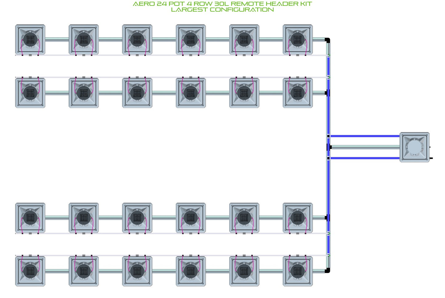 ALIEN Hydroponics AERO 24 Pot 4 Row 30L Remote Header Kit product image 4