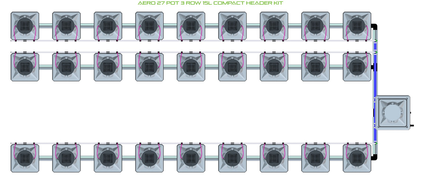 ALIEN Hydroponics AERO 27 Pot 3 Row 15L Compact Header Kit product image 1