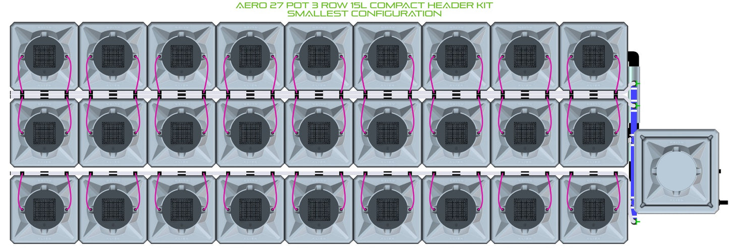 ALIEN Hydroponics AERO 27 Pot 3 Row 15L Compact Header Kit product image 3