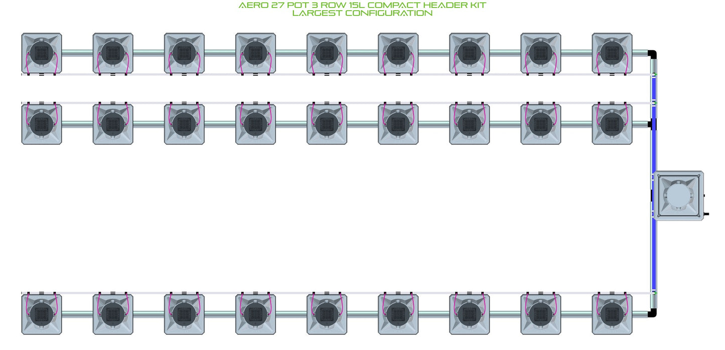 ALIEN Hydroponics AERO 27 Pot 3 Row 15L Compact Header Kit product image 4